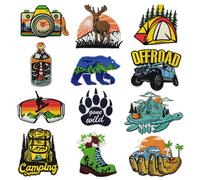 JMZLLRX 12 Pz Parches Termoadhesivos, Tema del Camping en Patch Sticker Parches Apliques para Ropa Termoadhesivos Parches Bordados Accesorios DIY para Chaquetas, Jeans, Pantalones, Ropa