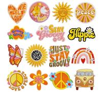 JMZLLRX 15 Pz Vintage Hippie Parches Termoadhesivos Boho Patch Sticker Reparación Parches Decorativos Kit para Coser Ropa Mochila Chaquetas Vaqueros Camisa DIY Decoraciones