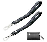 JMZLLRX 2 correas de cuero de 20 cm de largo, correa de mano de repuesto para llavero, monedero, bolsa de llavero, bolsa de mano, Plata y negro., 48