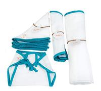 JnB Jacha & Bacha - Juego de regalos para recién nacidos, 3 pañales, 3 servilletas y 1 toalla, algodón Dhoti suave puro (azul)