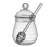 Jnchdghwa 1 Juego de Tanque de Panal de Vidrio de Borosílice Alto, Botella de Miel, Cucharón de Miel y Tapa S