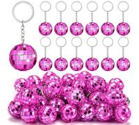 Jnchdghwa 25 Llaveros de Bola de Discoteca, Llaveros de Discoteca Rosa y Rojo Al por, Mini Llaveros de Bola de Discoteca para DecoracióN de Fiestas.