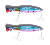 Jnchdghwa 2Pieza Ojos 3D de Popper Pesca con Triples 12cm 42G Topwater Hard Senuelo Plastico Suave Cebo Senuelos de Pesca Artificiales Aborda