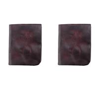 Jnchdghwa 2X Cartera Arrugada, Tarjetero de de Vaca Hecho Una Mano Vintage para Hombres, Clips de Dinero Plegables de, Café