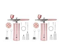 Jnchdghwa 2X Kit de Aerógrafo Superestable: Aerógrafo de Precisión de 25 PSI para Uñas, Recargable, de Modo Dual, con Boquilla de 0,3 Mm
