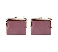 Jnchdghwa 2X Monedero Doble Doblez Retro Multifunción Monedero Corto para Mujer con Cremallera Y Beso Cerradura Rosa