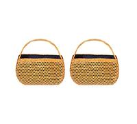 Jnchdghwa 2X Women Bolsas de Bambú Bohemio Mujer Verano Playa Bolso Señora Vintage Ratán de Punto Bolsa Hecha A Mano Tejida Cesta Tote Tote