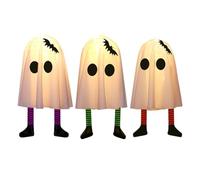 Jnchdghwa 3 Fantasmas Colgantes de Halloween con Medias de Rayas de Murciélago, Adornos de Fantasmas, Luces Brillantes y Espeluznantes de Sombrero de Fantasma.