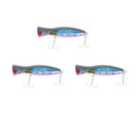 Jnchdghwa 3Pieza Ojos 3D de Popper Pesca con Triples 12cm 42g Topwater Hard Senuelo Plastico Suave Cebo Senuelos de Pesca Artificiales Aborda