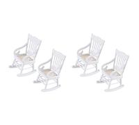Jnchdghwa 4 Piezas 1:12 Muebles de Juguete En Miniatura Sillas Mecedoras de Madera Accesorios de Juguete para Decoración de Juguete,