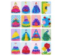Jnchdghwa 4 Piezas de Rompecabezas para Pintar con Punción, Tableros de Cartón para Niñas, Manualidades para Vestir, Manualidades Artísticas para Pinchar Telas.
