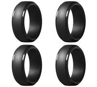 Jnchdghwa 4piezas 8 mm Popular Hombres Negros Anillos de Silicona Enfriar Anillo de Bodas de Goma Anillo de Deportes Ambientales NO. 7