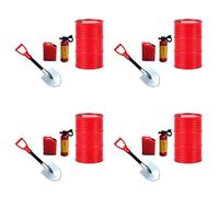 Jnchdghwa 4X Mini Pala, Tanque de Combustible, Tambor de Aceite, Extintor de Incendios, DecoracióN para SCX24 C10 JLU 1/24 RC Car