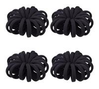 Jnchdghwa (80 Bucles de Pelo Negro Grueso) - Banda Elástica para el Cabello, Sin Pliegues, Elástico de Algodón Grande Elástico, Sin Rastro de de Caballo
