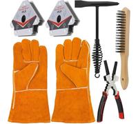 Jnchdghwa Accesorios de Soldadura: Martillo Cincelador de 26 Cm, Guantes de Soldadura de 34 Cm, Alicates de Soldadura 6 en 1, Cepillo de Alambre de 20 Cm, Imán de Soldadura de 22,7 Kg.