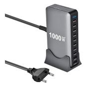 Jnchdghwa Adaptador de Estación de Carga Rápida USB Tipo C de 10 Puertos, 1000 W, GAN, Cargador de Escritorio PD3.1 para Teléfonos Móviles y Tabletas, Enchufe de la UE. EU Plug