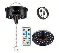 Jnchdghwa Bola de Discoteca Giratoria con Motor y Luz, Control Remoto, Velocidad Ajustable de 3 A 15 RPM.