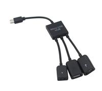 Jnchdghwa Cable Adaptador OTG de 3 Puertos para Concentrador Micro-USB Tipo C Macho A Hembra, Doble USB 2.0, para Smartphone, Ordenador y Tableta.