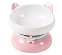 Jnchdghwa Cuenco de Cerámica Inclinado y Elevado para Gatos y Perros Pequeños, para Agua y Comida, Comedero Rosa.