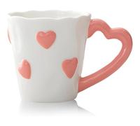 Jnchdghwa de Cerámica para Café de 240 Ml con Elegante Diseño de Corazón en Relieve 3D para Café con Leche, Té Caliente, Capuchino y Leche. ¡Día de San Valentín