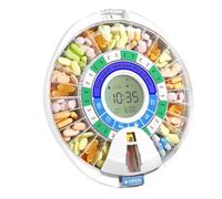 Jnchdghwa Dispensador Automático de Pastillas para Personas Mayores con Alarmas: 28 Compartimentos, Bloqueo con Llave, Alarmas y Recordatorio Luminoso, A Prueba de Mezclas, Pantalla XL.