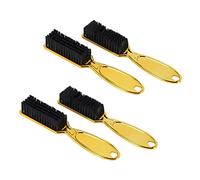 Jnchdghwa Fade Brush Peine Tijeras Cepillo de Limpieza Peluquería Skin Fade Vintage Oil Head Shape Tallado Cepillo de Limpieza Gold 4PC