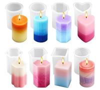 Jnchdghwa Juego de 8 Moldes de Silicona Reutilizables para Hacer Velas DIY, Kit de Fabricación de Velas, Jabón, Manualidades en Resina, Fácil de Desmoldar.