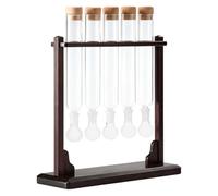 Jnchdghwa Kit de Tubo Infusor de Vidrio Transparente con Base de Madera Hecha A Mano, Expositor de Aromaterapia para Amantes y Entusiastas de los Cigarros.