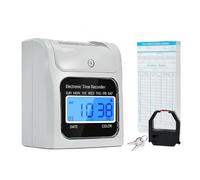Jnchdghwa Máquina Perforadora de Control Horario con Alineación Automática y Juego de 50 Tarjetas de Tiempo. Relojes de Fichar para Empleados en Pequeñas Empresas. Enchufe Europeo.