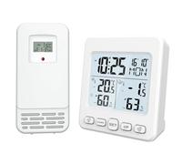 Jnchdghwa Medidor Electrónico de Temperatura y Humedad para Interiores y Exteriores con Sensor, Calendario, Retroiluminación y Transmisión Inalámbrica A Larga Distancia.