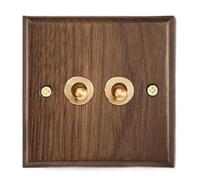 Jnchdghwa Panel de Interruptores de Palanca de Pared Universal Doble de 1 A 4 Entradas y 2 Vías de Madera Maciza de Nogal Retro, de Corriente Eléctrica de 2 Entradas y 2 Vías