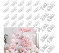 Jnchdghwa Paquete de 30 Clips para de Globos: 10 Clips Grandes de 8,9 cm para Fondos y 20 Clips Pequeños Transparentes de 6 cm para Kits de Globos.
