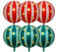 Jnchdghwa Paquete de 6 Globos Redondos de 22 Pulgadas 4D, Globos de Estrella para Decoraciones de Circo, Rojo + Verde.