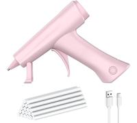 Jnchdghwa Pistola de Pegamento Caliente Inalámbrica, Recargable Tipo C, Batería de 2600 MAh, Ideal para Manualidades Escolares y Bricolaje, con 20 Barras de Pegamento A