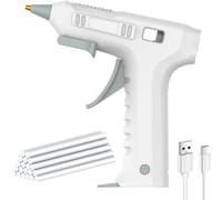 Jnchdghwa Pistola de Pegamento Caliente Inalámbrica, Recargable Tipo C de 2600 MAh, con Juego de 20 Barras de Pegamento Blancas.