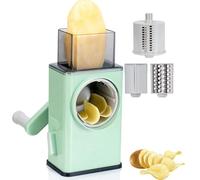 Jnchdghwa Rallador de Verduras Rotativo Manual, Cortador Mandolina con 3 Cuchillas de Tambor, Rallador y Cortador de Verduras de Cocina.