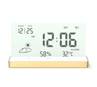 Jnchdghwa Reloj Digital Transparente con Base, Pantalla Grande Transparente, Visualización de Temperatura, Humedad y Fecha, Reloj Electrónico de Escritorio A
