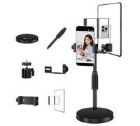 Jnchdghwa Soporte de Escritorio Redondo para Teléfono Móvil con Ajustable, Ideal para Transmisiones en, con Espejo, Cámara Trasera y Soporte para Selfies.