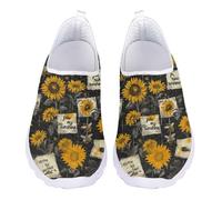 Jndtueit Mocasines de malla para mujer, tenis para todo tipo de clima, Bee Sunflower Word Black Plaid, 40 EU