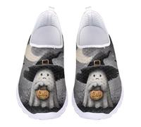 Jndtueit Mocasines de trabajo para mujer, de malla suave, zapatos planos para viajes, Ghost Black Spider Web, 37 EU