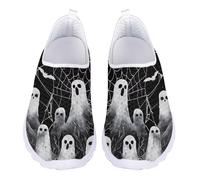 Jndtueit Mocasines deportivos planos de trabajo, caminar, ocio, senderismo, tenis para mujer, Ghost Spider Web Bat, 44 EU