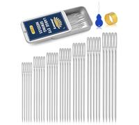 Jnenery Agujas de coser de ojo grande, 7 tamaños de agujas de acero inoxidable para coser a mano, cuero, bordado, reparación, acolchado, fácil enhebrado con enhebrador, dedal para artesanos, personas