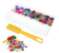 JNEYVIC 100 Pcs Fichas Bingo Imantadas Imanes Circulares 15mm + Una Pala Magnética Juego Fichas Bingo para Jugar al Bingo Como Material Educativo Contadores en la Mesa de Luz - Mezclar Colores Bonitos