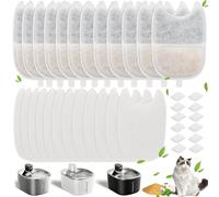 JNEYVIC 12 I 36 PCS Filtros Fuente Gatos 5 Etapas Compatibles con FEELN-EE-DY 4L Repuestos de Carbon Activo y Resina Antical Esponjas Bomba Agua Filtro Bebedero Mascotas YPD-C004 Envasado Individual