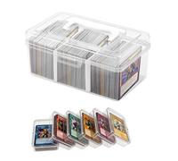 JNEYVIC Organizador de Cartas TCG de Plástico PP Transparente Caja Almacenamiento Mazos Grande con 6 Minicajas Independientes Protector Barajas y Cartas Deportivas Estuche Portatil con Asa Plegable