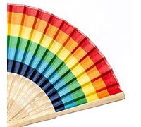 JNGVGG Abanico plegable de mano arcoíris de verano para decoración de bodas, fiestas, festivales, abanicos plegables decorativos