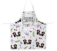 JNIAP Delantal de cocina de brujas, sal, romero, lavanda, regalos de amor, delantal mágico de brujería, regalos góticos, delantal de brujas, Bruja de cocina, Large