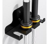 JNIHEEP Soporte para barra de gimnasio de garaje con 3 puntas, barras olímpicas, barras de curls, cadenas, banda de resistencia, etc., sostiene barras de menos de 33 mm (negro)