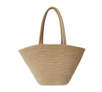 JNJOOD 1 pieza moda retro algodón cuerda trenzada bolsa de paja capacidad High-End Sense Tote para viajes, vacaciones, compras, fiestas