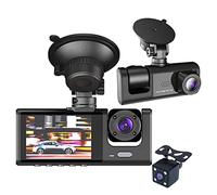 JNJOOD 3 Lentes de CáMara Coche DVR 3 Canales Dash CAM HD 1080P Frontal y Trasera Interior Dashcam Grabadora de Video VisióN
